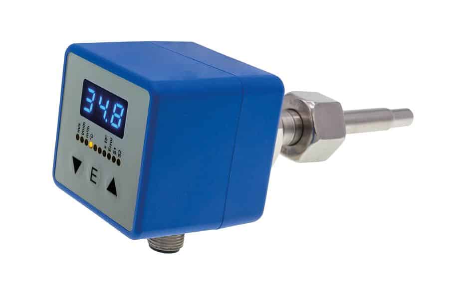 INA_KB_IPFelectronic_Stroemungssensor_2023_06_beitragsbild Mit dem SS500020 (Schutzklasse IP67) stellt IPF Electronic einen thermischen Durchflusssensor mit M12-Anschlussstecker zur Erfassung der Strömungsgeschwindigkeit und Temperatur (0 bis 80° C) von wasserbasierenden Medien in Rohrleitungen vor.